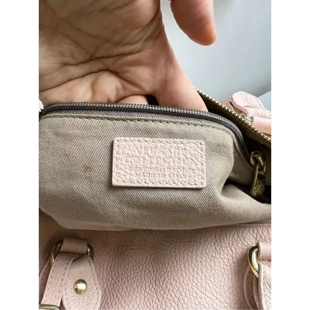 VERSACE COLLECTION Pebbled Leather Pink Handle Bag
